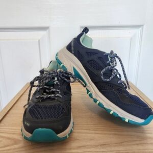 Skechers Run Trail Memory Foam Blue & Green Sneakers Size 7.5